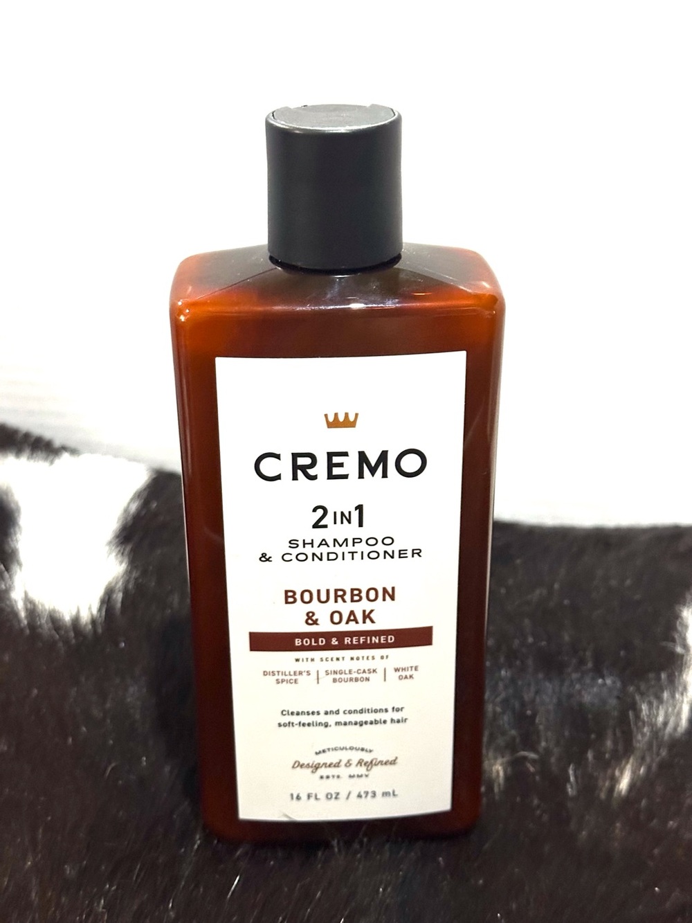 Cremo 2-in-1 Shampoo & Conditioner - Bourbon & Oak - Size 16fl oz.